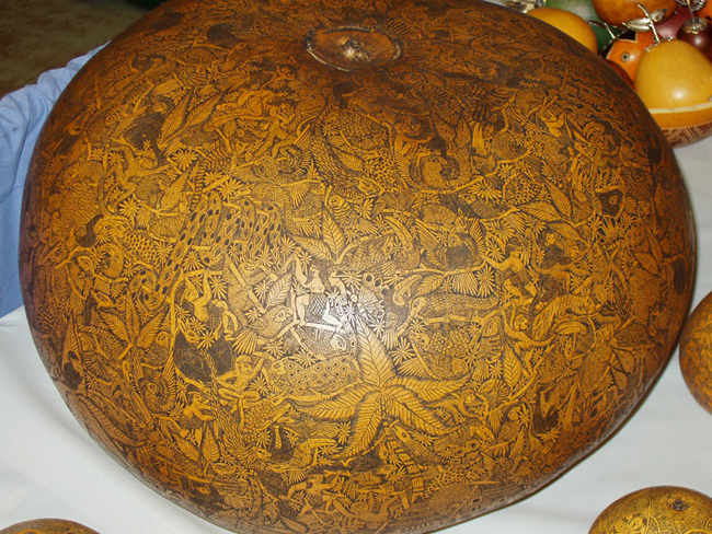12 Peruvian carved gourd
