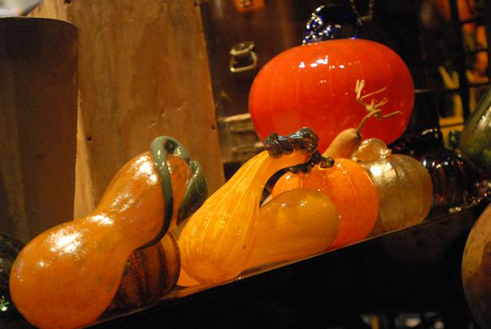 glass gourds and pumpkins